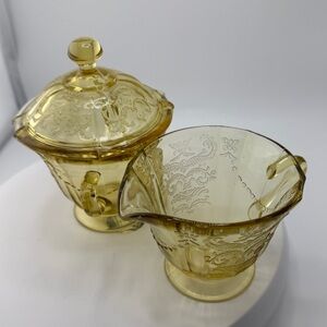 Federal Glass Amber Sugar & Cream Dishes Mint!